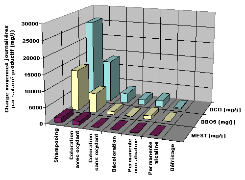 Graphique : Charges journalire moyennes par salari productif (mg/j)