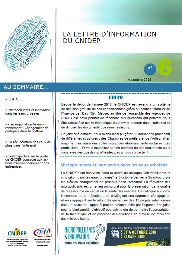 Page de garde de la lettre d'information n6