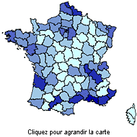 Carte des gisements de dchets inertes spciaux par dpartements