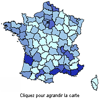 Carte des gisements de dchets inertes banals par dpartements