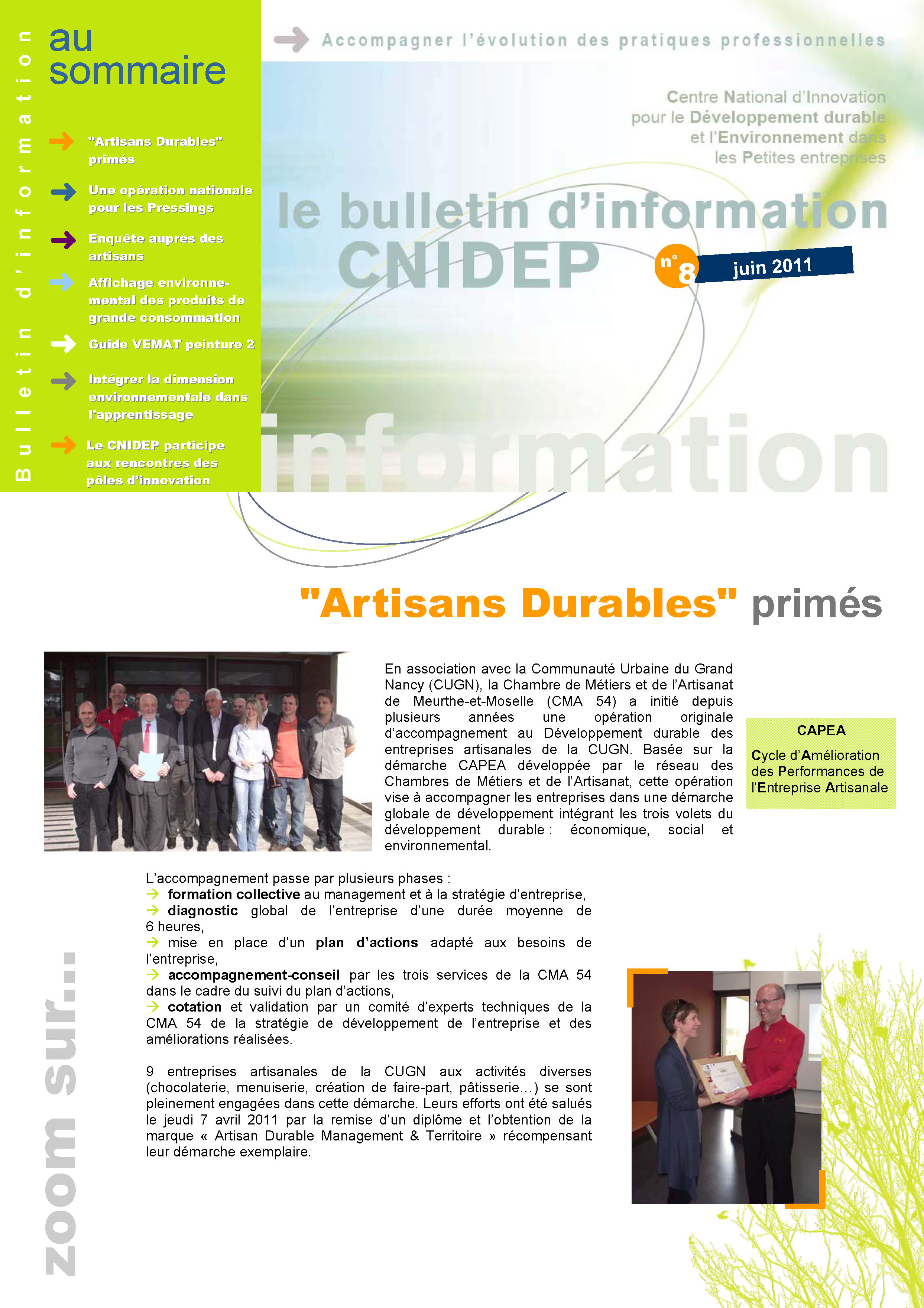 Page de garde du bulletin d'info N�8